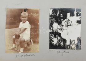 cca 1912-1915 Régi fotó album 85 db képpel: családi, gyermekjátékok, katonai, hölgyek, lakás belsők,...