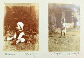cca 1912-1915 Régi fotó album 85 db képpel: családi, gyermekjátékok, katonai, hölgyek, lakás belsők,...