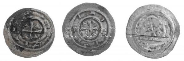 1116-1131. Denar Ag "II. István" (3xklf) (0,21g, 0,29, 0,34g) T:1-,2 karc / Hungary 1116-1...