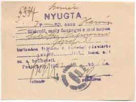 1942. "Kenyér- és lisztjegy" teljes szelvény, hátlapon nyugta T:II