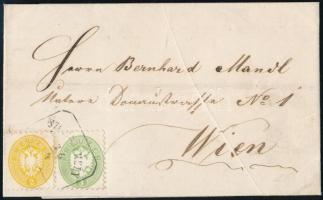 ~1864 2kr yellow and 3kr green (nice, rich colours) on domestic cover, 