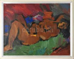 Nagy Előd (1942-): Egzotikus szépség. Olaj, vászon. Sérült fakeretben, jelzett, 70x90cm
