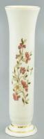 Zsolnay virágmintás porcelán váza, kézzel festett, kopott, jelzett, m: 20cm