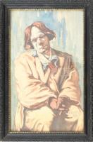 Varga 933 jelzéssel: Bohóc. Akvarell, papír. Dekoratív, üvegezett fa keretben. 37,5x23 cm