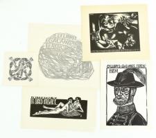 Vegyes exlibris tétel, kb. 245 db. Magyar és külföldi grafikusok Különféle nyomótechnikákkal, 13x18 ...