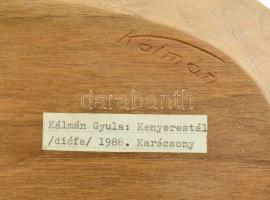 Kálmán Gyula (1913- 2000): Kenyeres tál. Faragott diófa. Jelzett. 40x24 cm