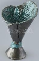 Jójárt Erzsébet (1940): Pikkelyes váza, irizáló mázakkal festett kerámia, jelzett, hibátlan 24 cm