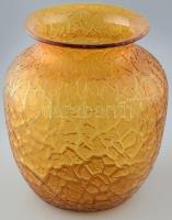 Art deco borostyánüveg váza. Formába öntött, hibátlan. 23 cm