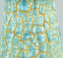 Bán Károly (1911-1980): Retró váza, színes mázakkal festett kerámia, jelzett, hibátlan m: 23 cm