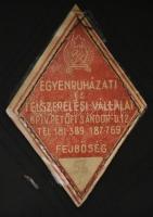 Bányász sapka, Egyenruházati és Felszerelési Vállalat, Rákosi-címerrel, kis szövetlyukkal, kopásnyom...