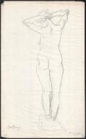 Mattyasovszky-Zsolnay László (1885-1935), kétoldalas mű: Álló női hátakt, ülő női akt. Ceruza, papír,. egyik oldalon jelzett. Mindkét oldalon hagyatéki pecséttel. 34x21 cm