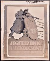 Biró Mihály: Jegyezzünk hadikölcsönt plakát terv, kézzel ütőszínezett, átrajzolt fotó. 26x21 cm Karton lapon