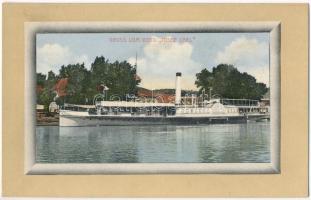 1913 Orsova, Gruss vom Bord JOSEF CARL / Josef Carl lapátkerekes gőzhajó / Hungarian passenger steamship