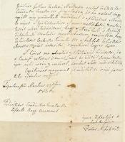 1836 Botos Mihály Tapolcafőröl írott levele Eöry Szabó Gábor vecseszéki főbírónak Pápán, melyben egy...