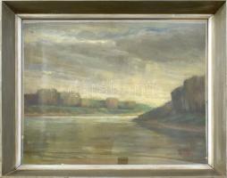 Katona Kiss Ferenc (1909 - 1995): Komor Tisza. Olaj, vászon. Jelzett. Üvegezett keretben. 40x50cm