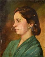 Bődy Mária ( - ): Női portré. 1943. Olaj, vászon, jelzett, keret nélkül, 41×32 cm