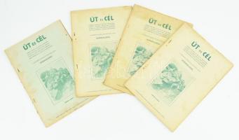 1951-52 Az Út és cél c. emigráns hungarista lap 4 száma, benne hungarista gondolatok és tanácsokkal, stb.