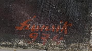 Szurcsik János (1931-): Naplemente. Olaj, vászon, jelzett és datált (Szurcsik 974), hátoldalán Képcs...