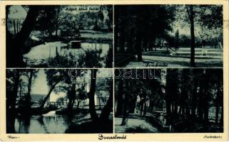 1937 Dunaalmás, Szigeti kénes forrás, Strand, vízesés, park