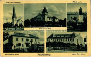 1948 Püspökladány, Római katolikus templom, Osztálymérnökség, Hősök szobra, emlékmű, Főszolgabírói hivatal, Szent Imre iskola (EK)