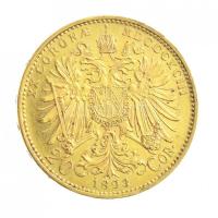 Ausztria 1893. 20K Au Ferenc József (6,77g/0.900) T:1- / Austria 1893. 20 Corona Au Franz Joseph I (6,78g/0.900) C:AU Krause KM#2806