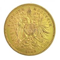 Ausztria 1909. 10K Au "Ferenc József" (3,37g/0.900) T:1-,2 Austria 1909. 10 Corona Au "Franz Joseph I" (3,37g/0.900) C:AU,XF Krause KM#2815