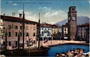 Riva del Garda, Lago di Garda, La piazza e torre al Porto, Agenzia Piroscafo