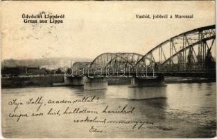 1913 Lippa, Lipova; Vashíd, jobbról a Marossal / bridge, Mures riverside (EK)