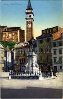 Piran, Pirano; Piazza Tartini, Francesco Amigoni / square, statue, cafe, shop