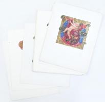 1992 A Bakócz-graduále (kódex) iniciáléi, 21 db szitanyomat, Bp., Edition Faze/Helikon Kiadó (Kner-ny.), hátoldalukon német nyelvű szöveggel, 30x24 cm