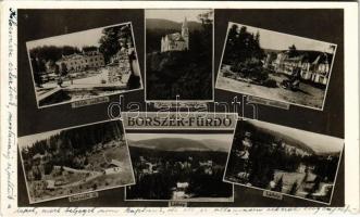 1943 Borszék, Borsec; Mélik szálloda, Római katolikus templom, Remény szálloda, Borszéki út, látkép / hotels, Catholic church, road, general view (EK)