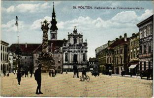 Sankt Pölten, Rathausplatz m. Franziskanerkirche / town hall, square, church