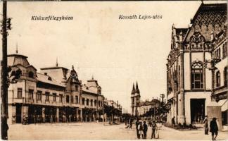 1925 Kiskunfélegyháza, Kossuth Lajos utca, Városháza, üzletek