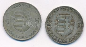 1947. 5Ft Ag "Kossuth" (2x) T:3 patina Adamo F8.1