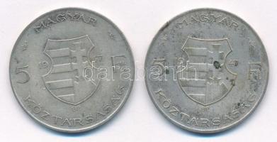 1947. 5Ft Ag "Kossuth" (2x) T:3 patina Adamo F8.1