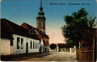 1915 Szob, Luczenbacher Pál utca, templom. Hontszob és Vidéke fogyasztási szövetkezet kiadása (r)