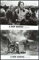1970 ,,A kék katona című amerikai film az őslakos indiánok gyilkolásáról, 13 db produkciós filmfotó, az egyik kép felülete hullámos, hibás, 18x24 cm
