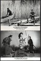 Japán filmek vegyes tétele, 5 db produkciós filmfotó különféle filmek egy-egy jelenetéről, 18x24 cm