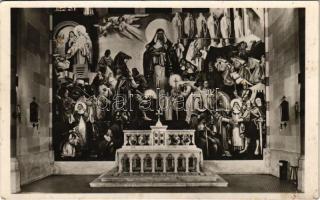 1944 Budapest XIV. A Szent Domonkos-rend (Rózsafüzér Királynéja) temploma, Árpádházi B. Margit márványoltára és freskója. Festette Kontuly Béla (fa)