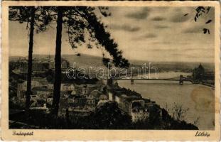 1944 Budapest I. Királyi vár a Gellért-hegyről nézve, Tabán, Lánchíd (fl)