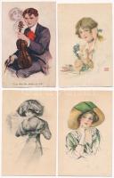 15 db RÉGI művész motívum képeslap vegyes minőségben, sok szignós / 15 pre-1945 art motive postcards in mixed quality, many signed