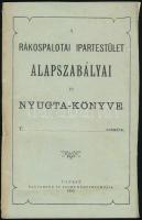 1895 A Rákospalotai Ipartestület alapszabályai és nyugtakönyve 24 p.