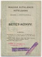 1942. Magyar Általános Hitelbank betétkönyve szárazpecséttel, bélyegzésekkel