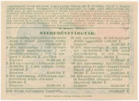 Budapest 1926. "A Bethlen Gábor Szövetség Tárgysorsjátéka" 10.000K árban, bélyegzéssel, sz...