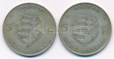 1947. 5Ft Ag "Kossuth" (2x) T:2- patina Adamo F8.1