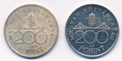 1992. 200Ft Ag "MNB" (2x) T:1-,2 patina Adamo F13