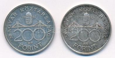 1992. 200Ft Ag "MNB" (2x) T:1-,2 patina Adamo F13