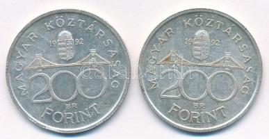 1992. 200Ft Ag "MNB" (2x) T:1-,2 patina Adamo F13