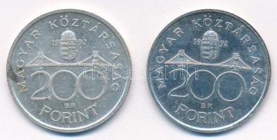 1992. 200Ft Ag "MNB" (2x) T:1-,2 patina Adamo F13