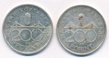 1992. 200Ft Ag "MNB" (2x) T:1-,2 patina Adamo F13